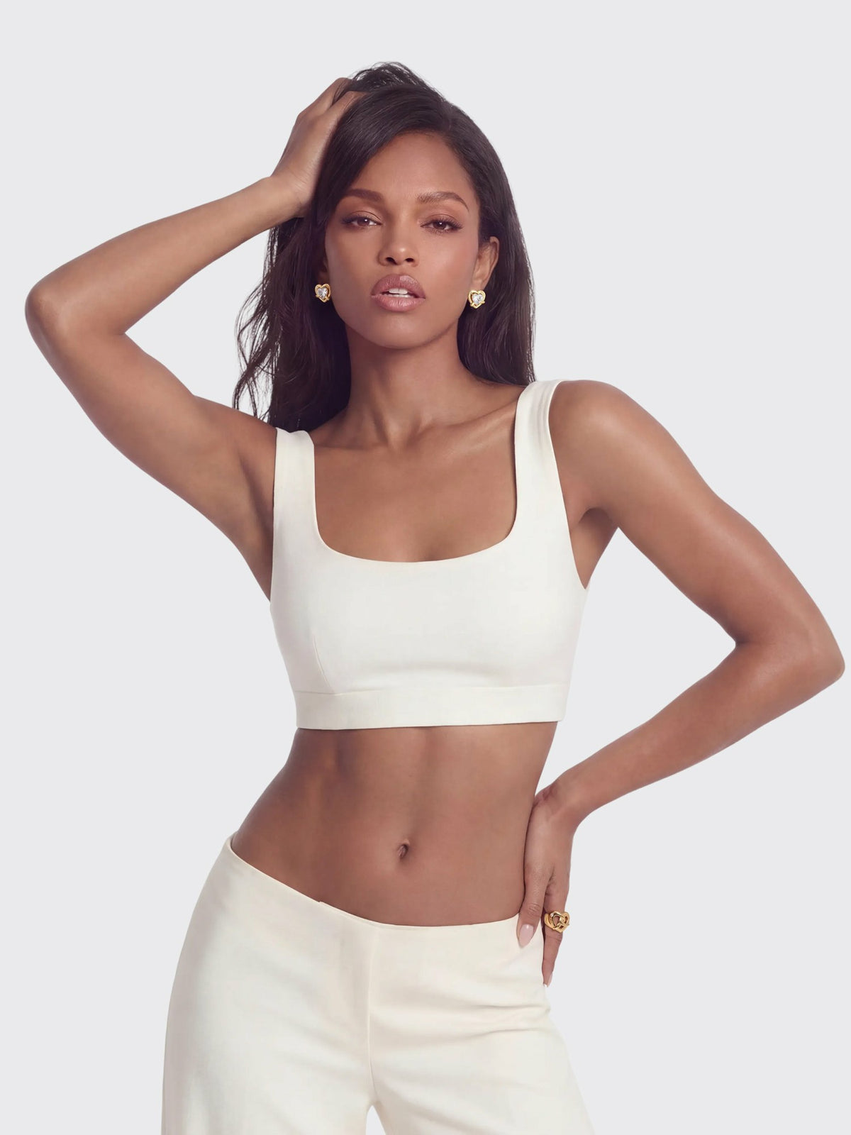 Natalia Tailored Cropped White Top: White Crop Top for Bridal Shower | Nana Jacqueline