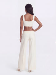 Natalia Tailored Cropped White Top: White Crop Top for Bridal Shower | Nana Jacqueline