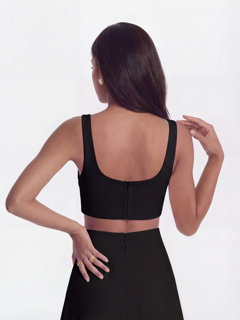 Natalia Tailored Cropped Black Top: Black Top for Cocktail Party | Nana Jacqueline