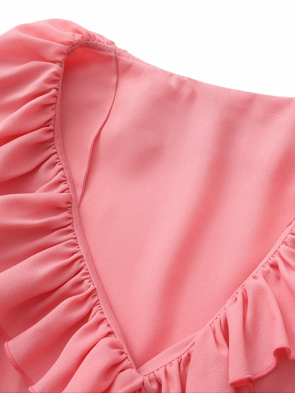 Charlotte V-Neck Ruffle Pink Wrap Top | Nana Jacqueline