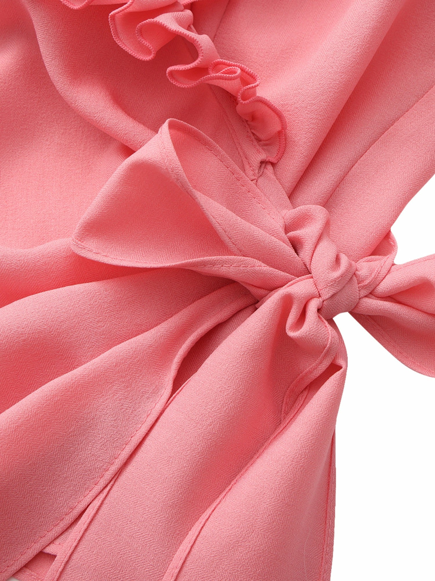 Charlotte V-Neck Ruffle Pink Wrap Top | Nana Jacqueline