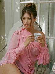Sia One-Shoulder Ruched Pink Top | Nana Jacqueline