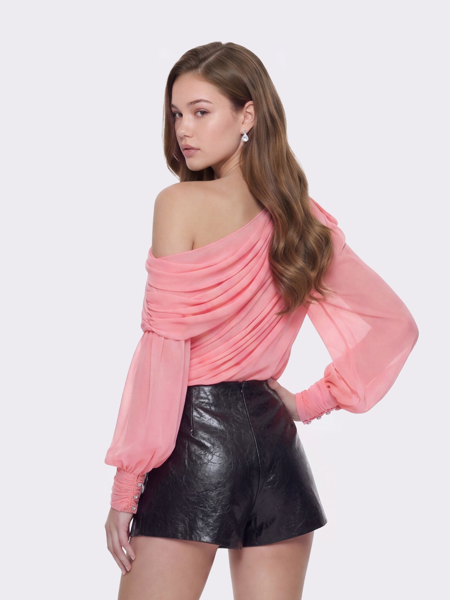Sia One-Shoulder Ruched Pink Top | Nana Jacqueline