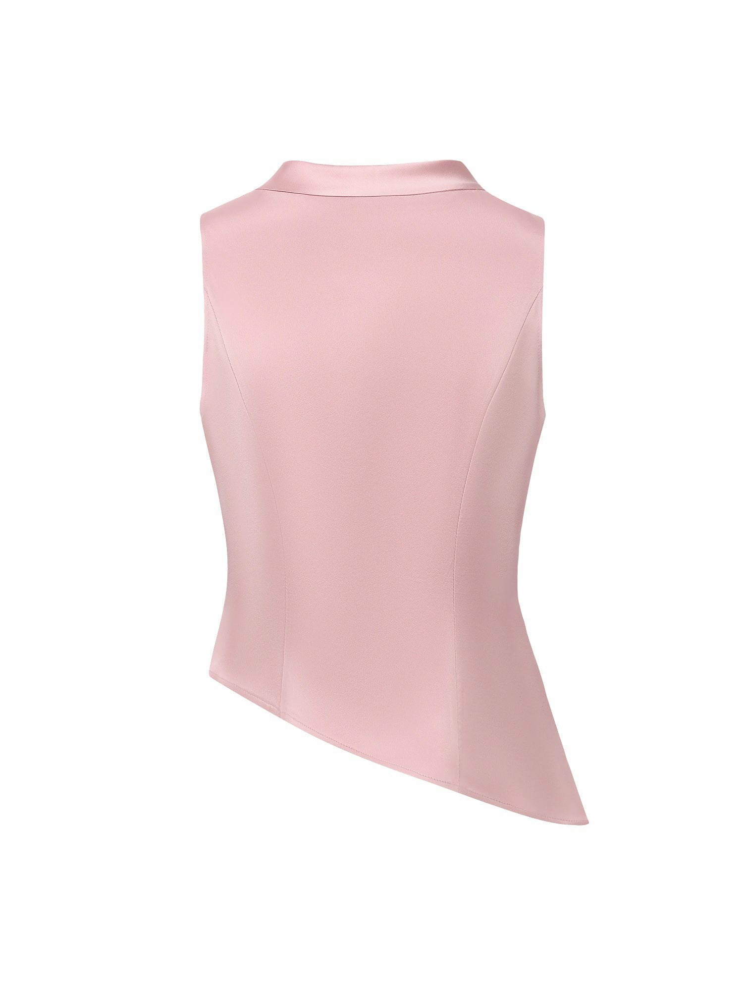 Pink Satin Asymmetrical Top with Crystal Bow | Nana Jacqueline