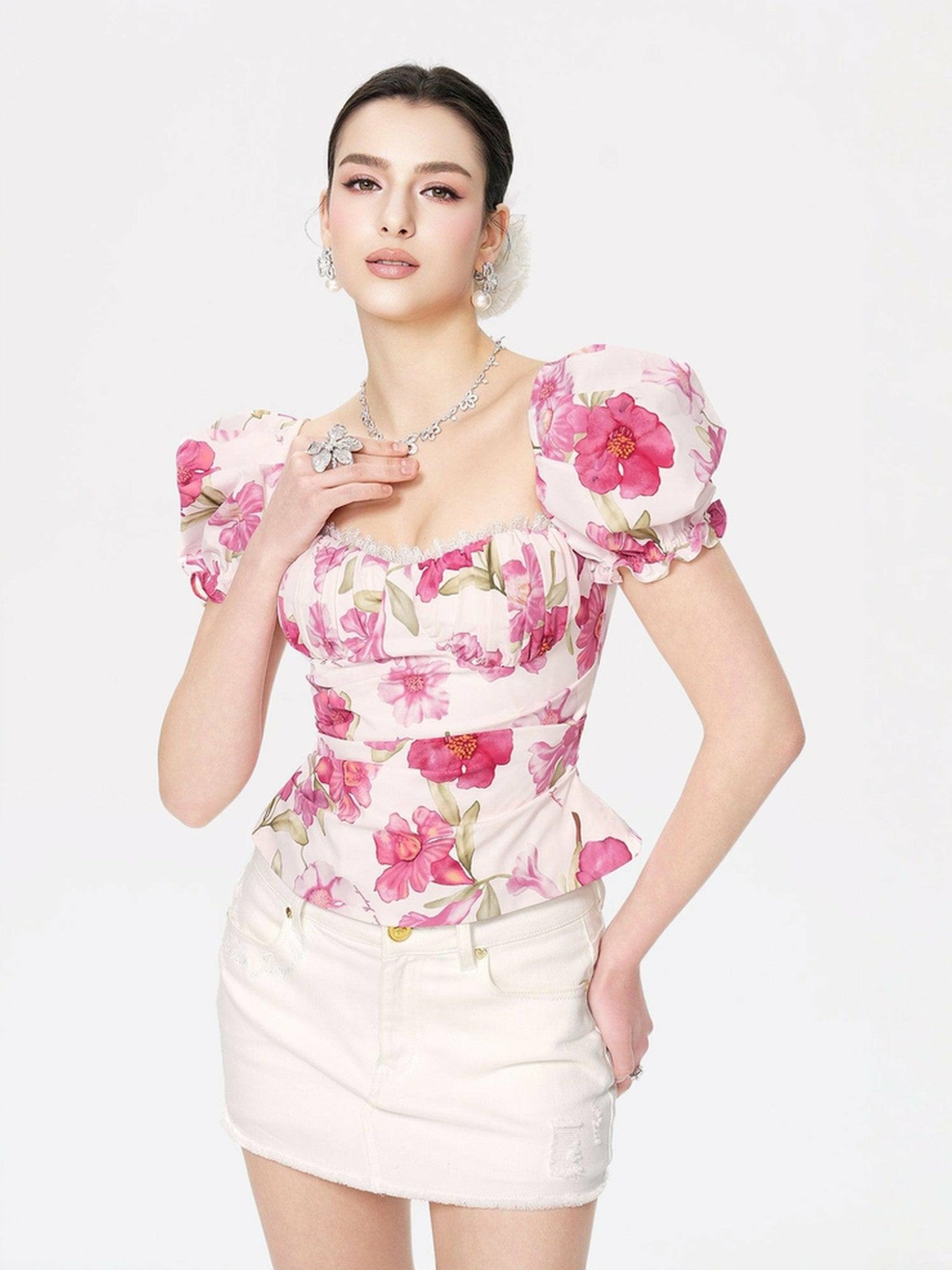 Esmeralda Top: Pink Top for Garden Party | Nana Jacqueline