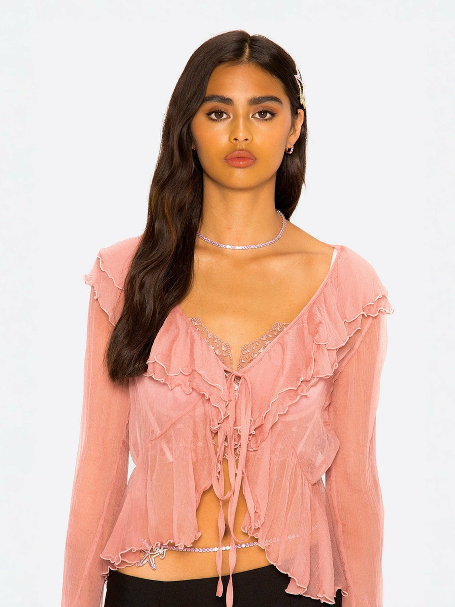 Gabriella Cardigan Top: Pink Cardigan Top for Date Night | Nana Jacqueline