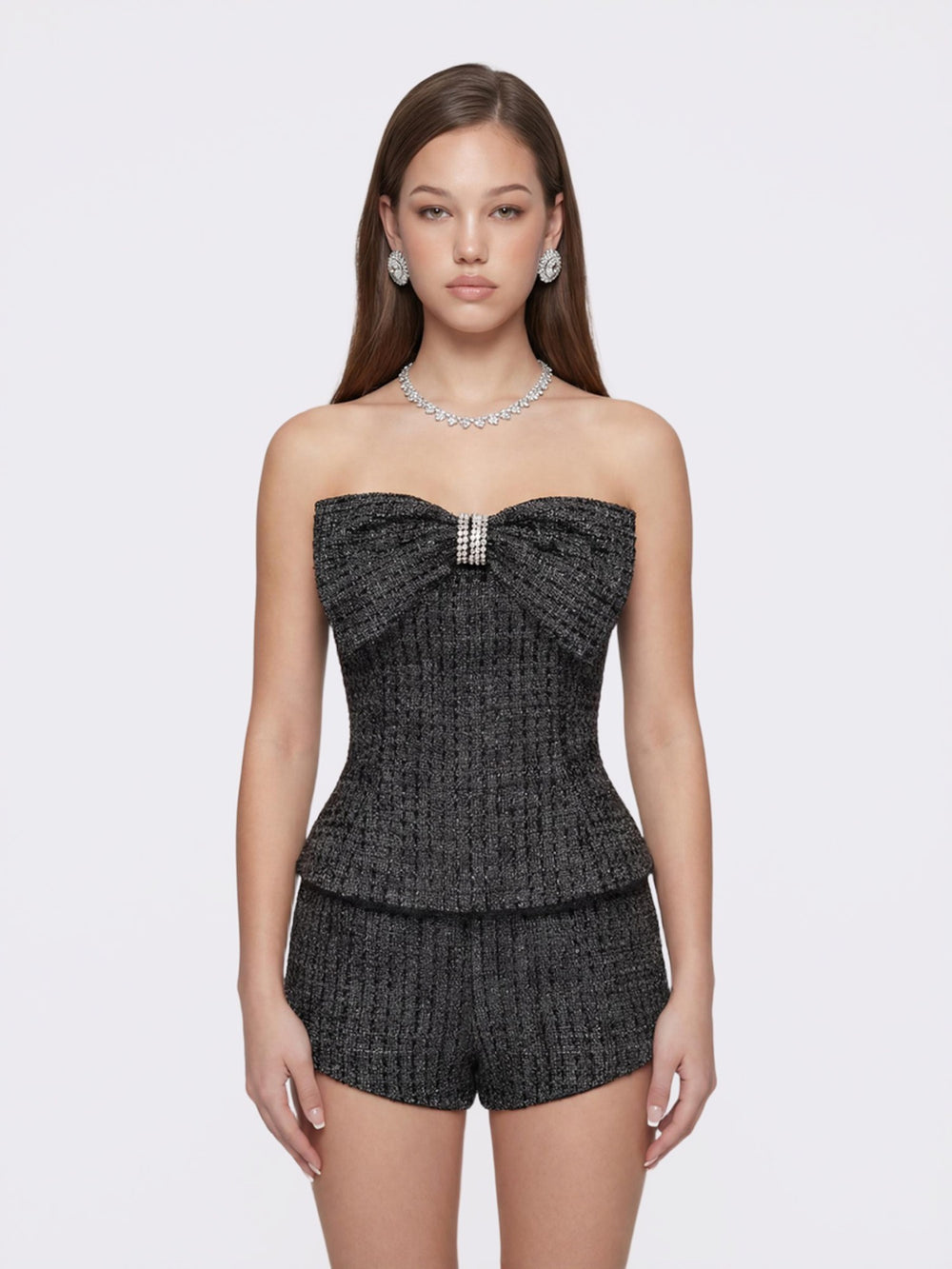 Renée Strapless Bow Top: Black Top for Cocktail Party | Nana Jacqueline
