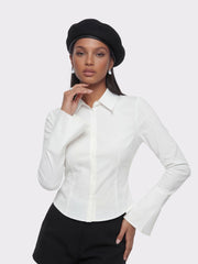 Chantal Bell-Sleeve White Shirt: White Shirt for Office Days | Nana Jacqueline