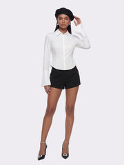Chantal Bell-Sleeve White Shirt: White Shirt for Office Days | Nana Jacqueline