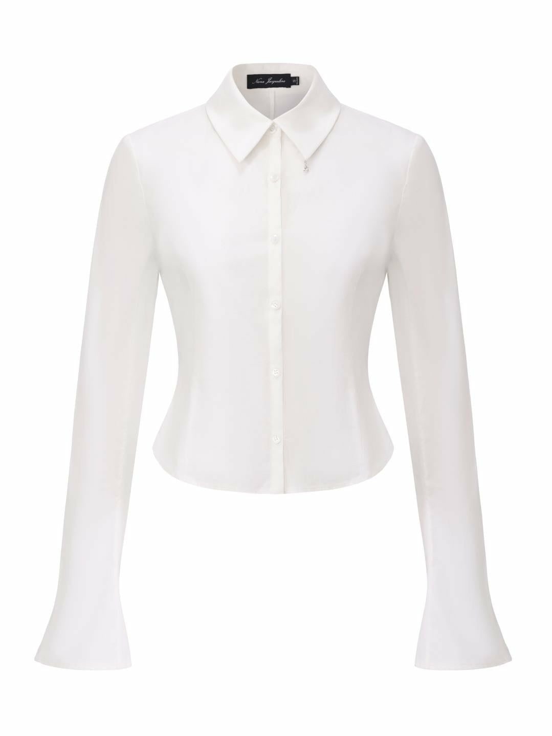 Chantal Bell-Sleeve White Shirt: White Shirt for Office Days | Nana Jacqueline
