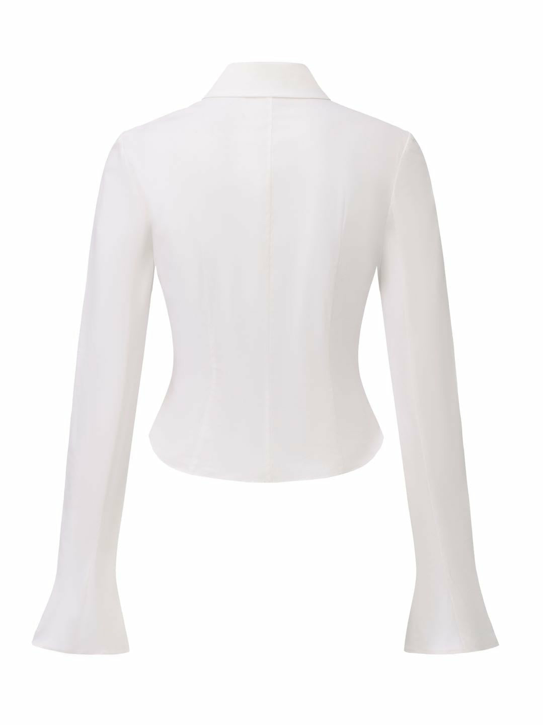 Chantal Bell-Sleeve White Shirt: White Shirt for Office Days | Nana Jacqueline