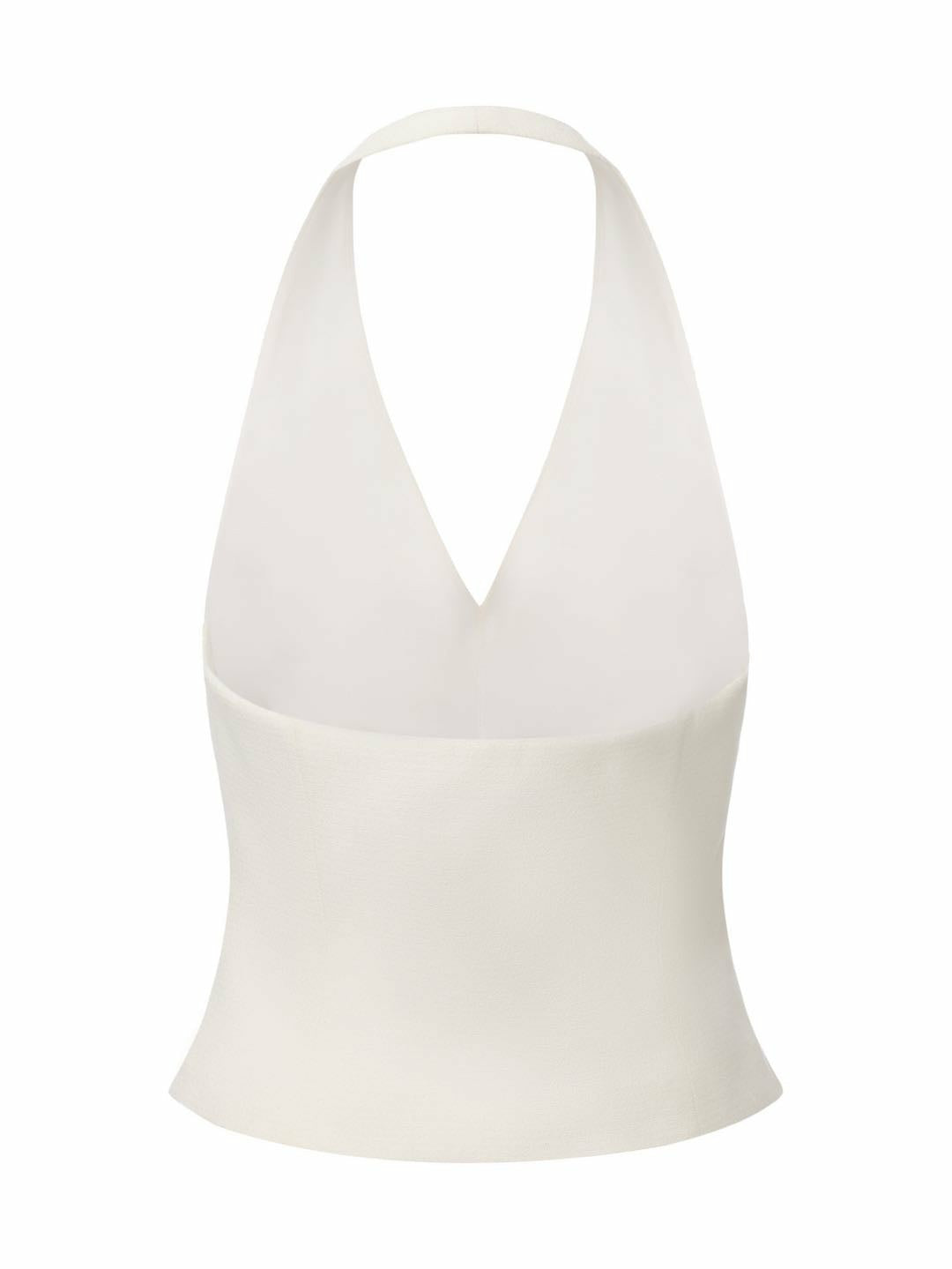 Amara Tailored Halter White Vest: White Vest for Bridal Shower | Nana Jacqueline