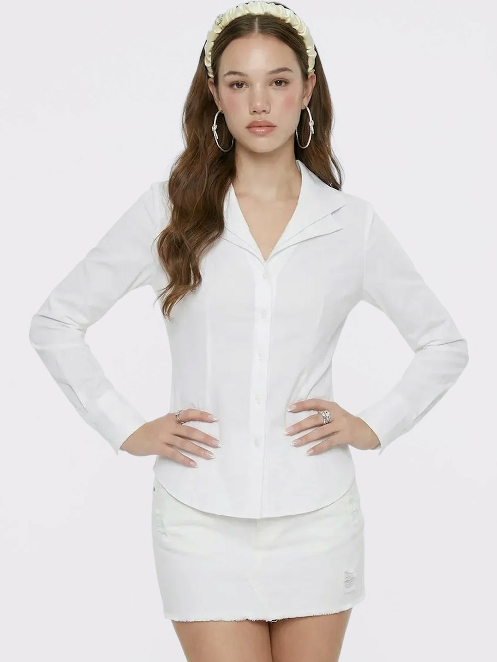 White Tailored Long Sleeve Button-Down Shirt | Nana Jacqueline