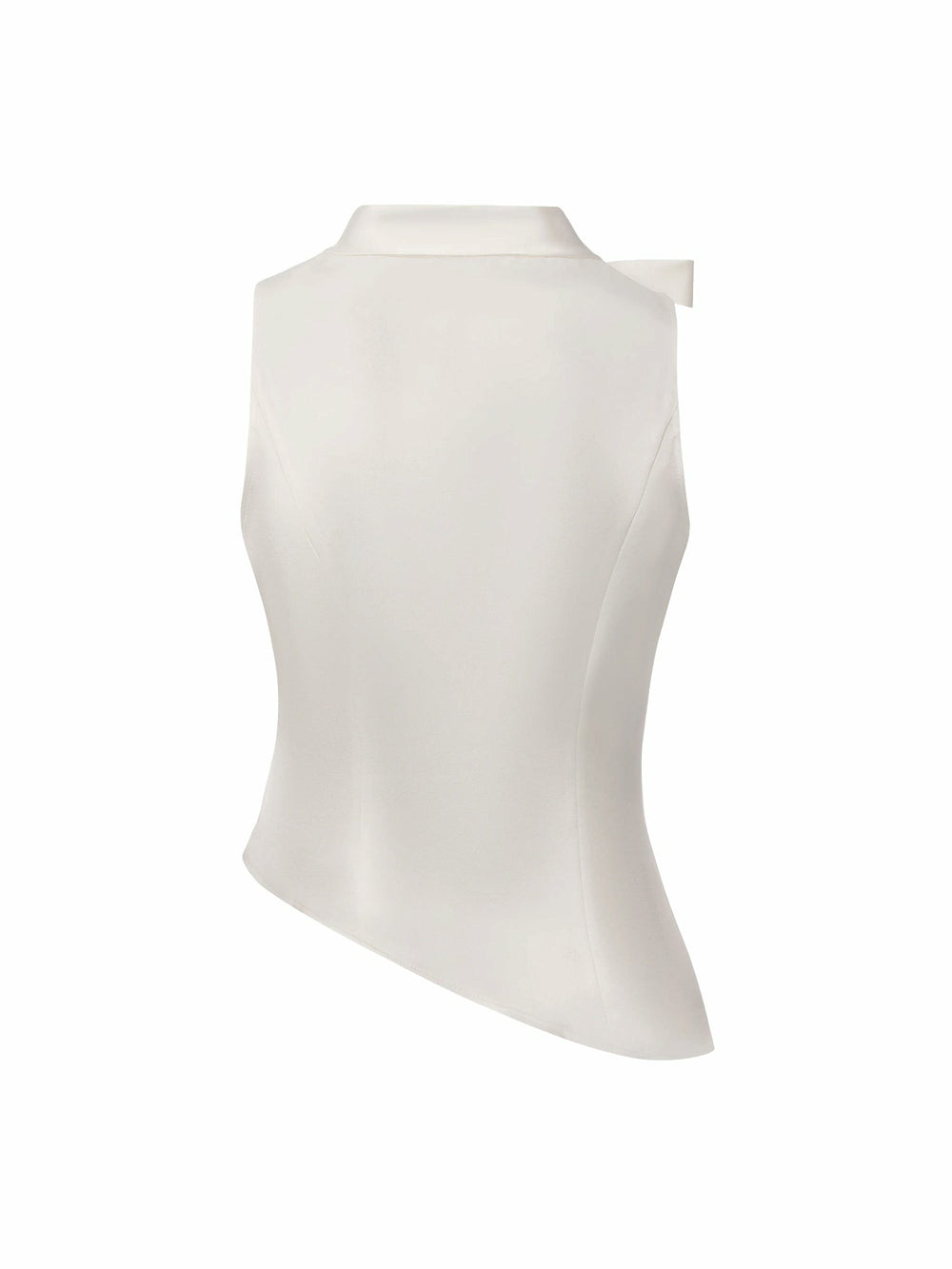 White Satin Asymmetrical Top with Crystal Bow | Nana Jacqueline