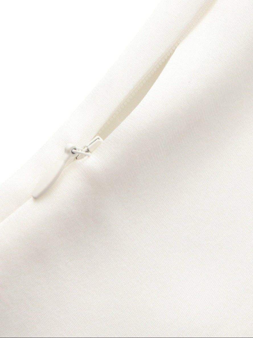 White Satin Asymmetrical Top with Crystal Bow | Nana Jacqueline