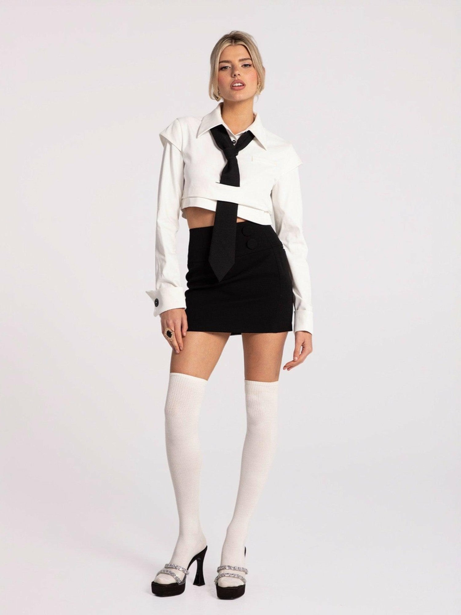 Portia Top + Tie: White Top for Date Night | Nana Jacqueline
