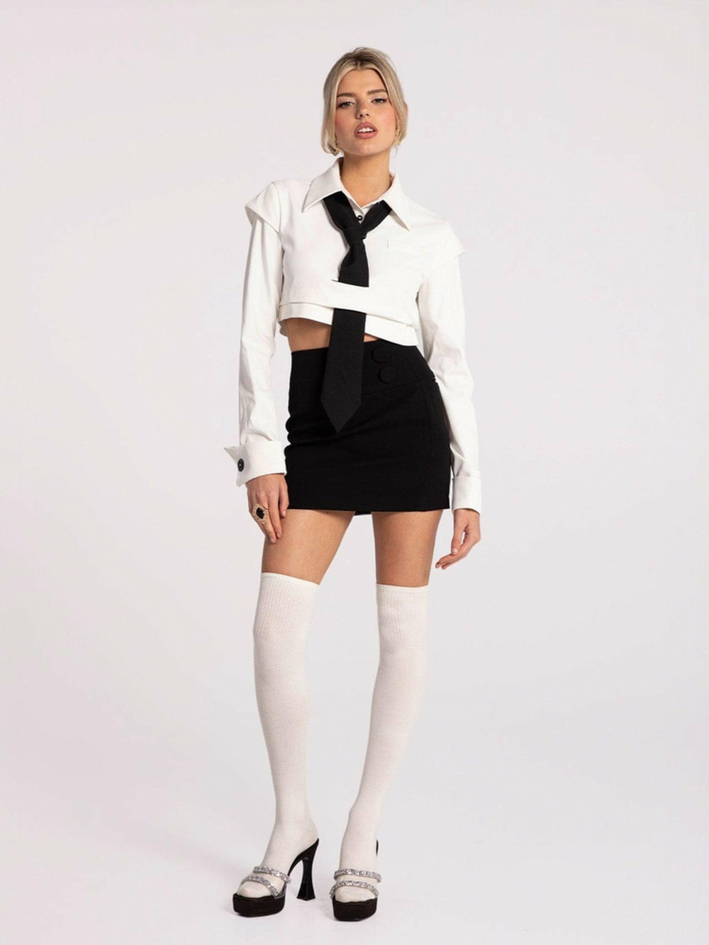 Portia Top + Tie: White Top for Date Night | Nana Jacqueline