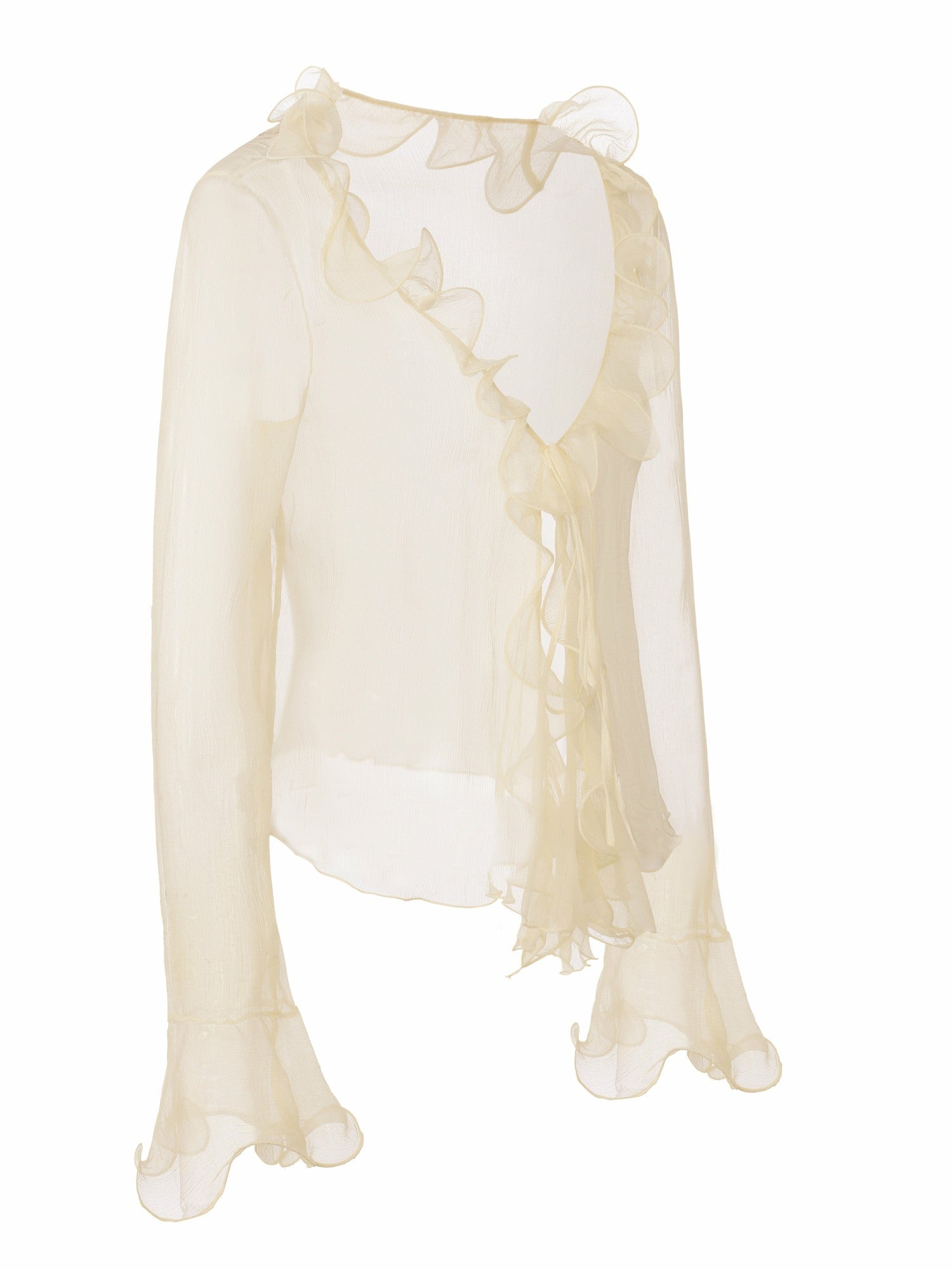 Monroe Ruffle Tie Champagne Blouse | Nana Jacqueline