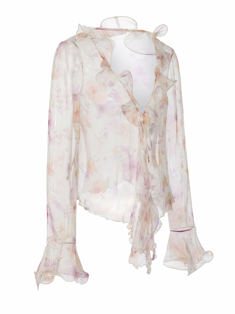 Monroe Tie-Front Ruffle Cream Blouse | Nana Jacqueline