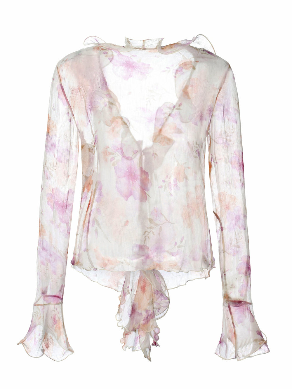 Monroe Tie-Front Ruffle Cream Blouse | Nana Jacqueline