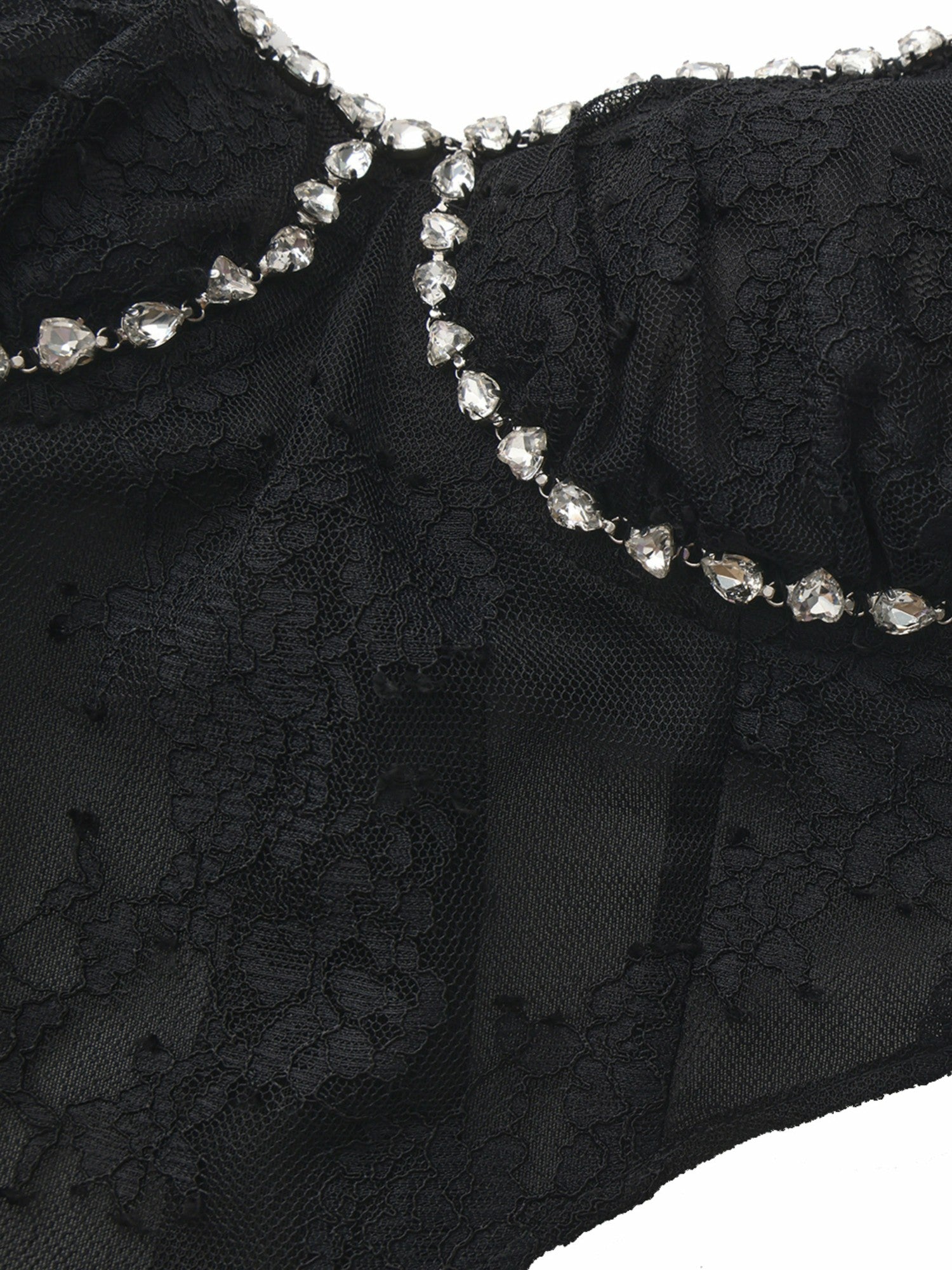Noemi Crystal-Strap Lace Black Top | Nana Jacqueline