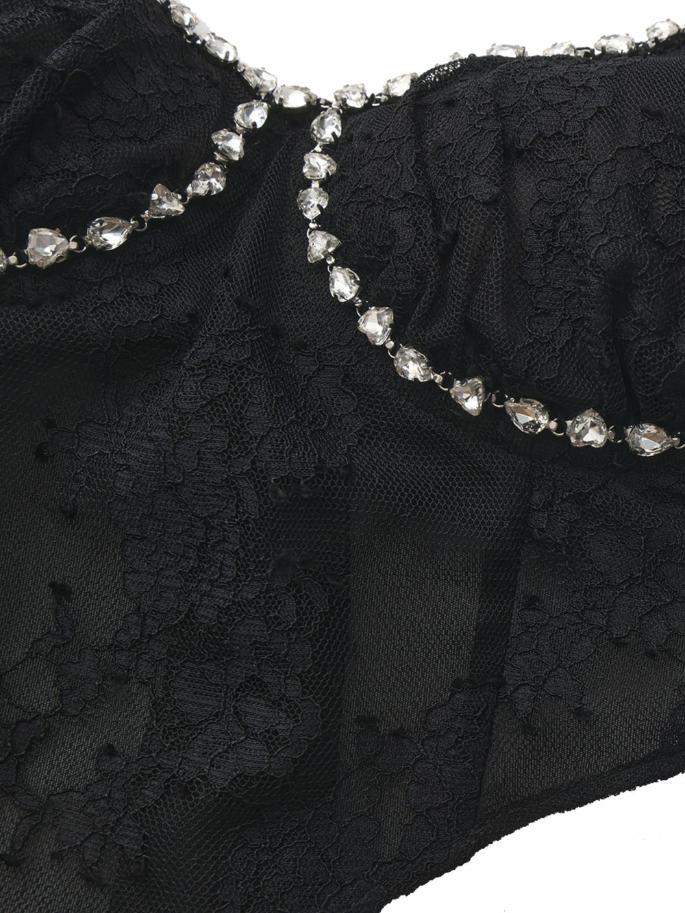 Noemi Crystal-Strap Lace Black Top | Nana Jacqueline