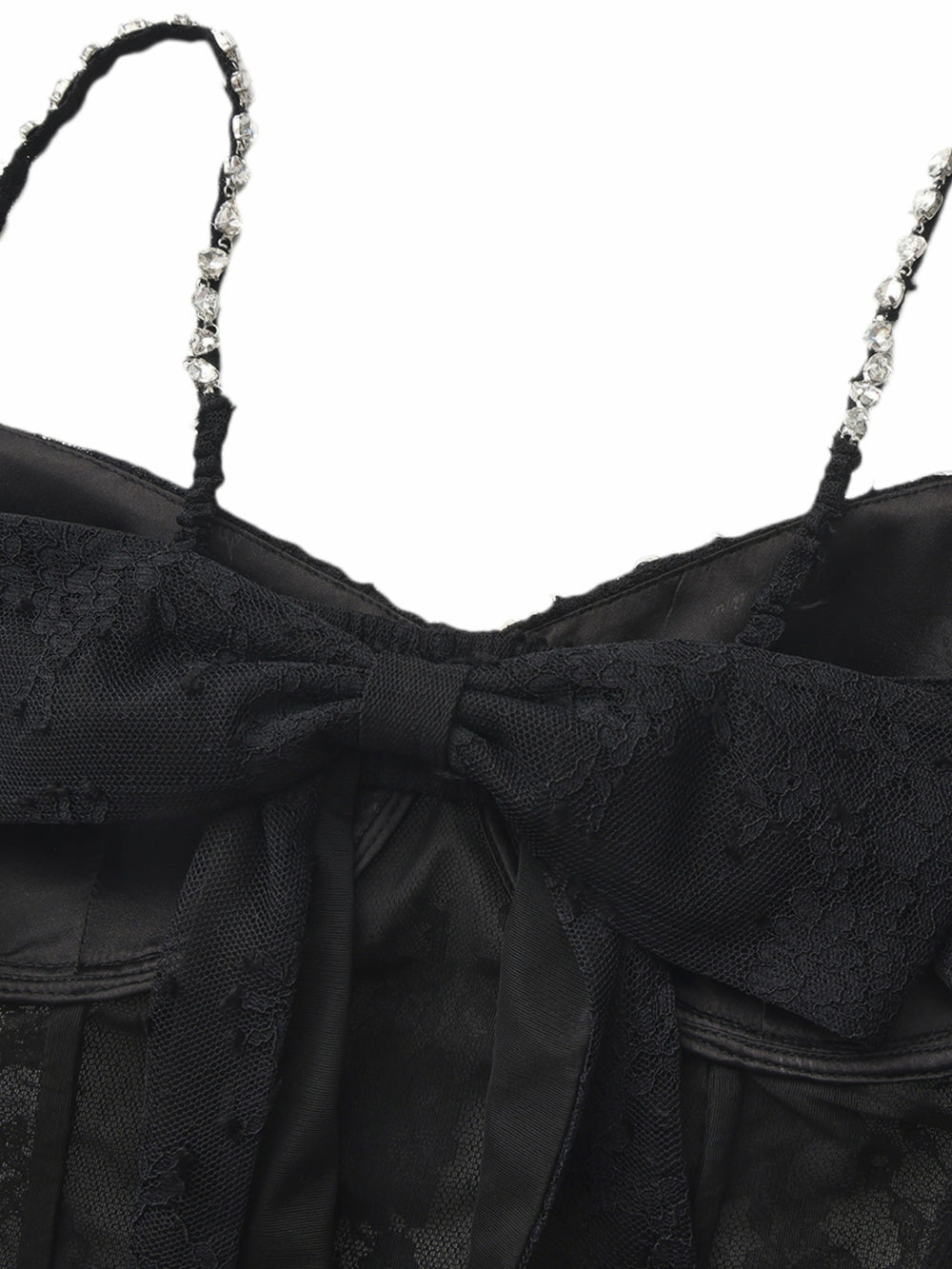 Noemi Crystal-Strap Lace Black Top | Nana Jacqueline