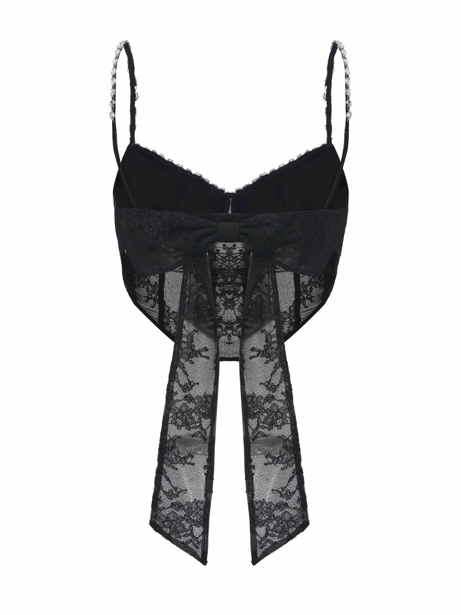 Noemi Crystal-Strap Lace Black Top | Nana Jacqueline
