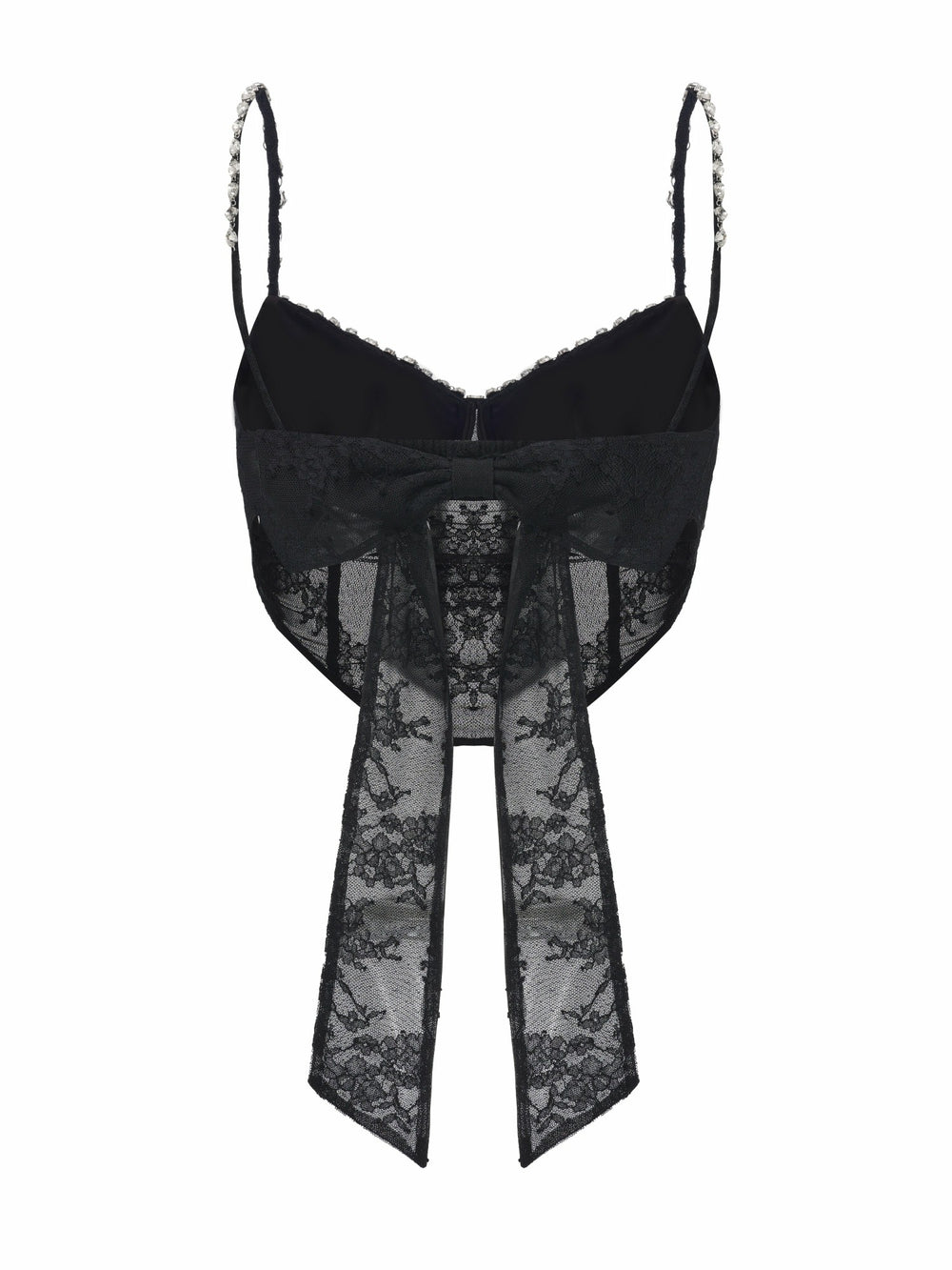Noemi Crystal-Strap Lace Black Top | Nana Jacqueline