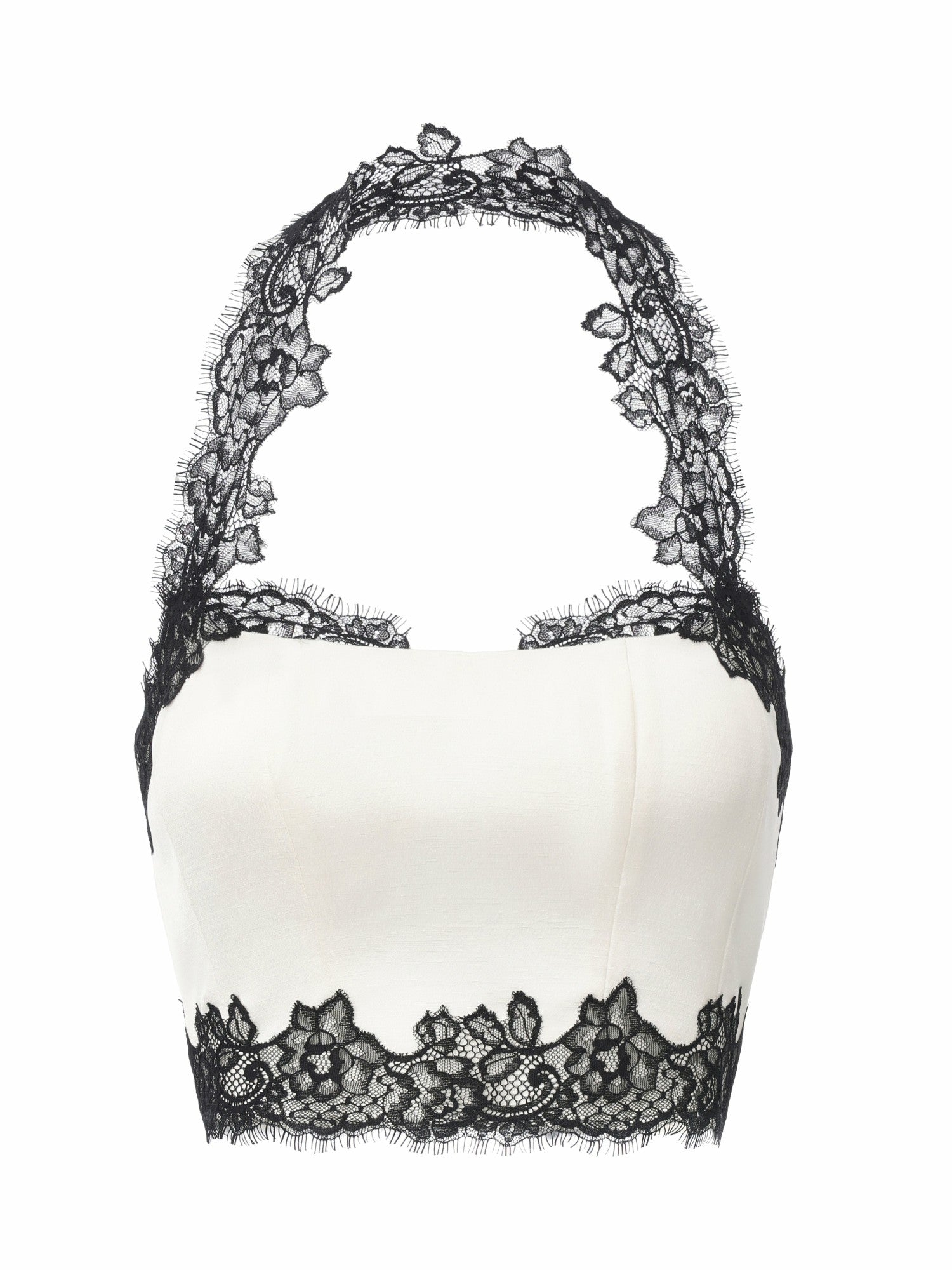 Daniela Lace Halter Ivory Structured Top | Nana Jacqueline
