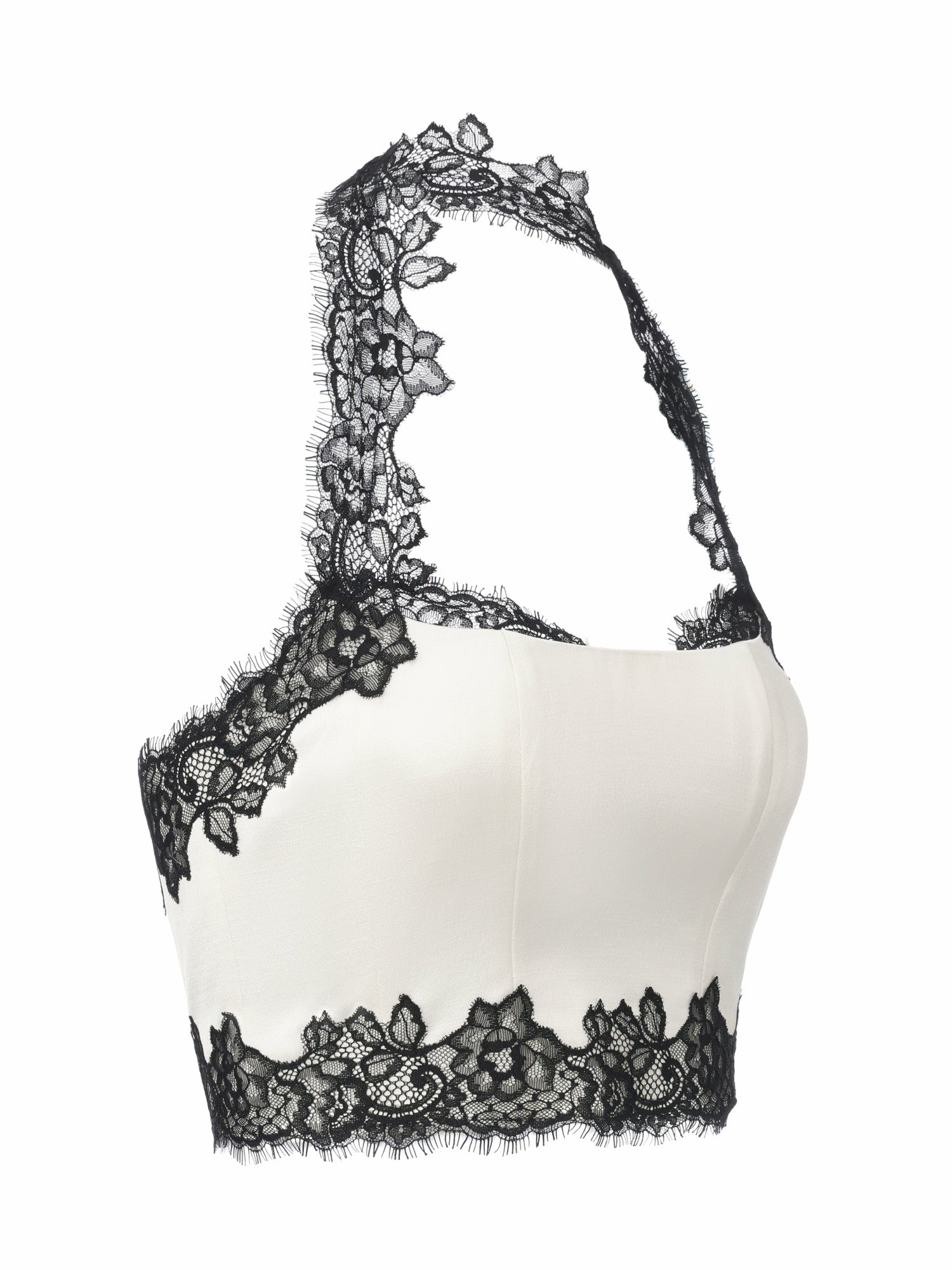 Daniela Lace Halter Ivory Structured Top | Nana Jacqueline