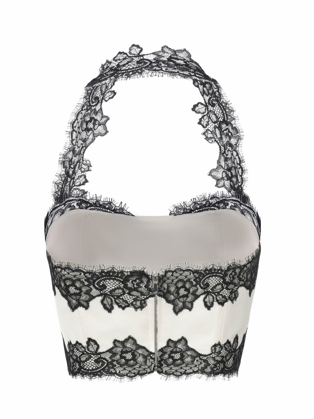 Daniela Lace Halter Ivory Structured Top | Nana Jacqueline