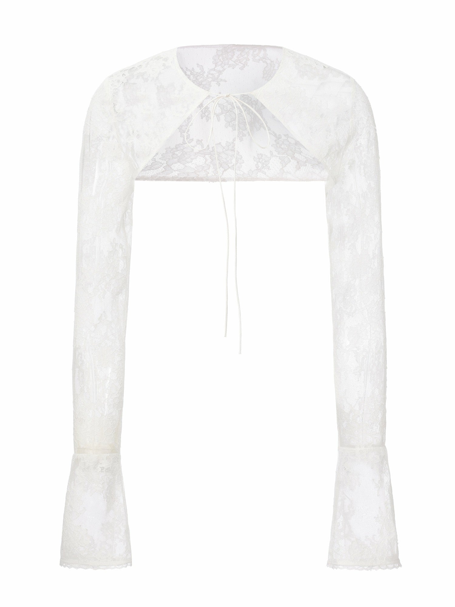Yvette Sheer Lace Tie-Front White Cardigan | Nana Jacqueline