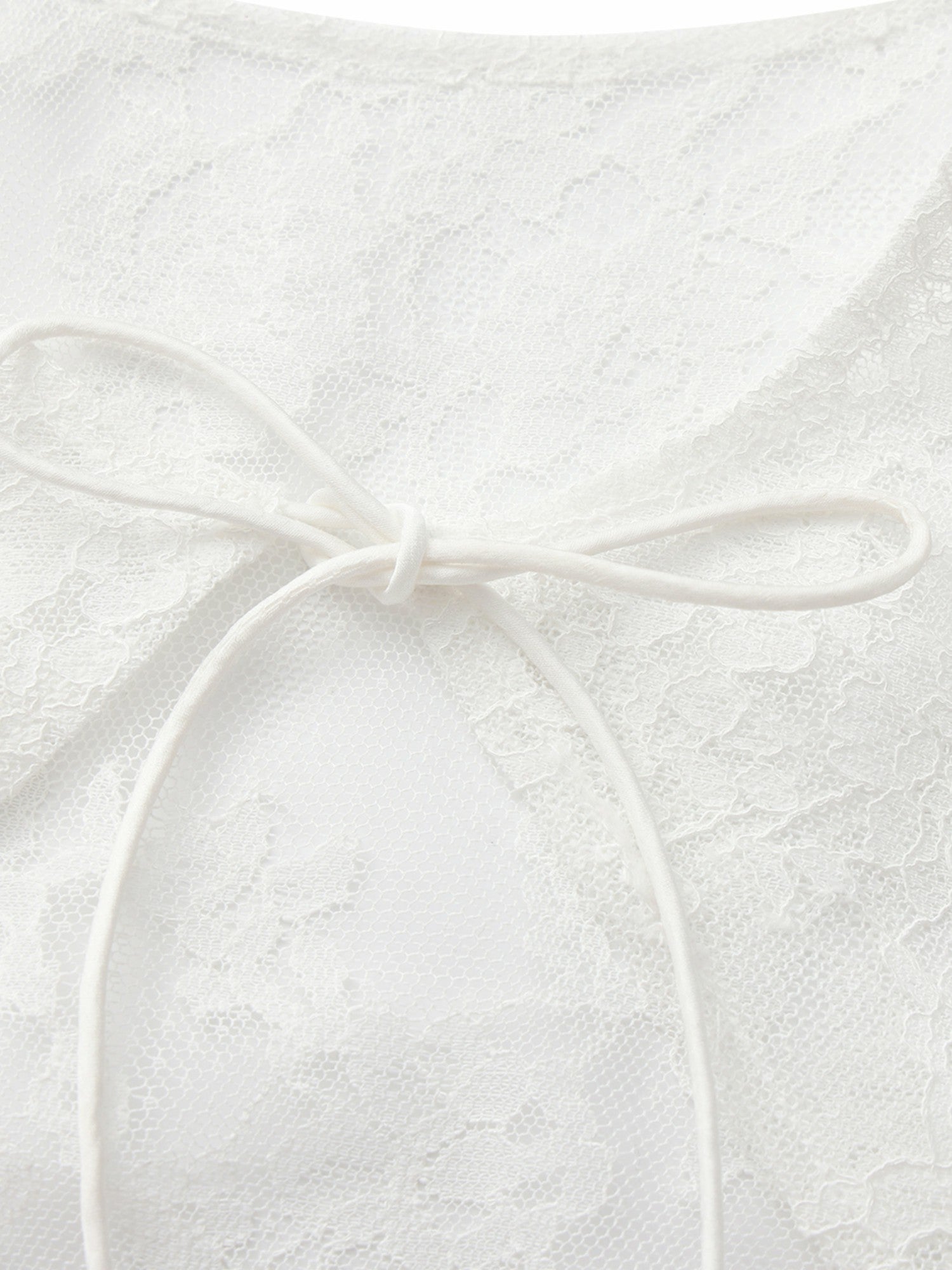 Yvette Sheer Lace Tie-Front White Cardigan | Nana Jacqueline