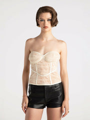 Cara Bustier Top: White Bustier Top for Bachelorette Party | Nana Jacqueline