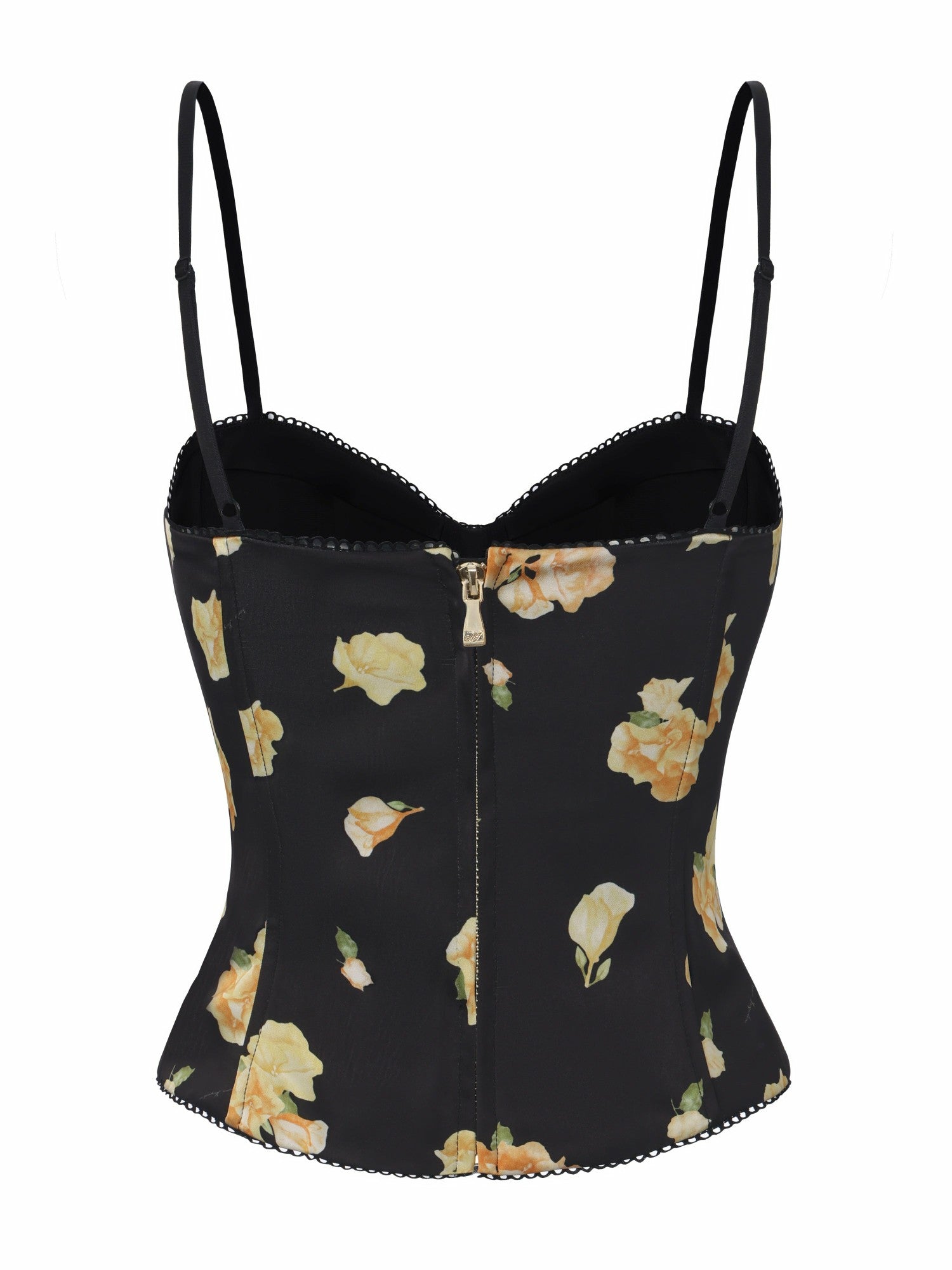 Mila Lace-Up Corset Black Floral Top | Nana Jacqueline