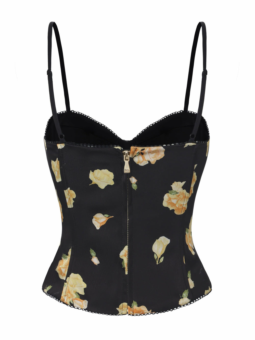 Mila Lace-Up Corset Black Floral Top | Nana Jacqueline