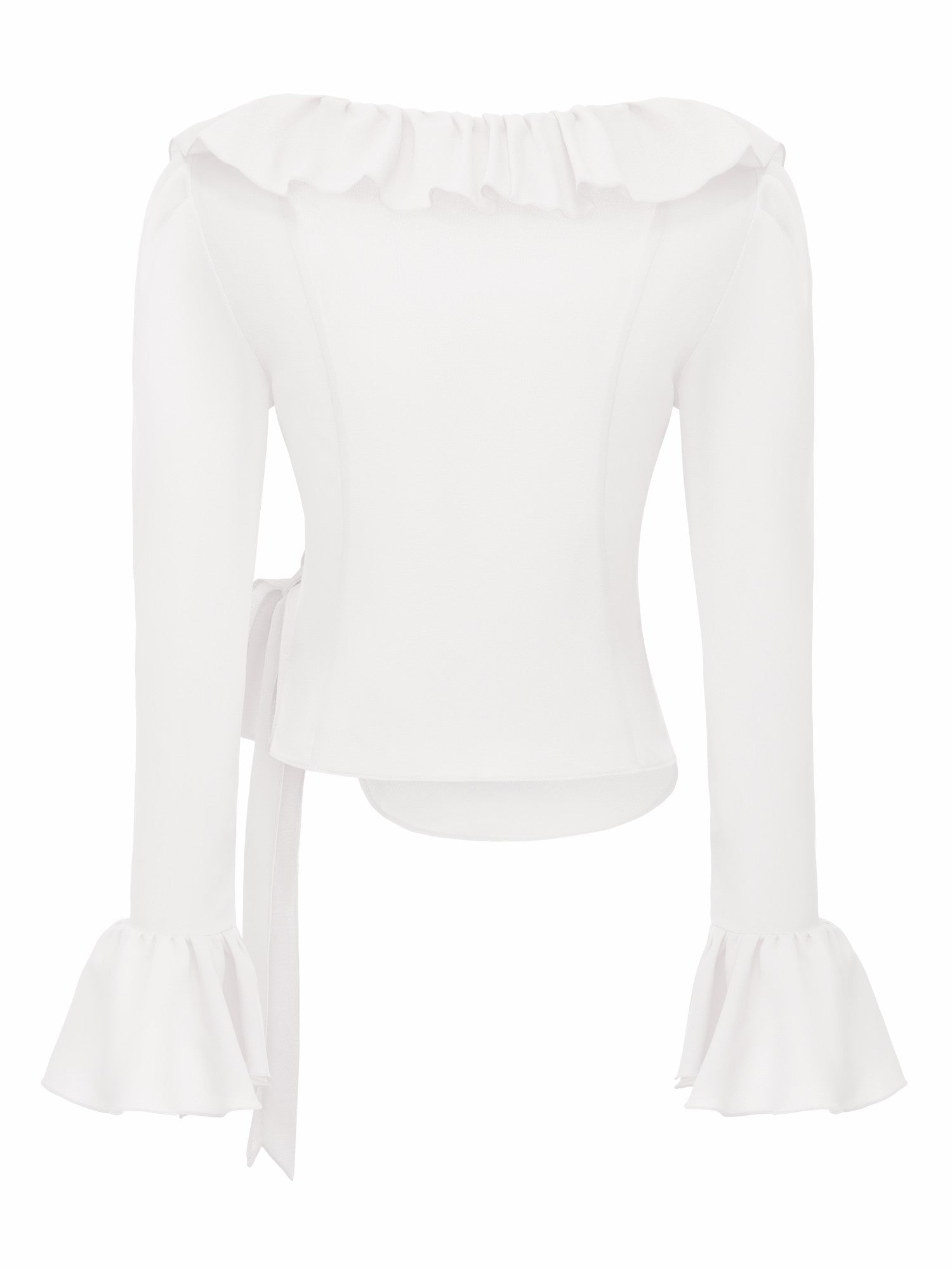 Charlotte Ruffle V-Neck White Top | Nana Jacqueline