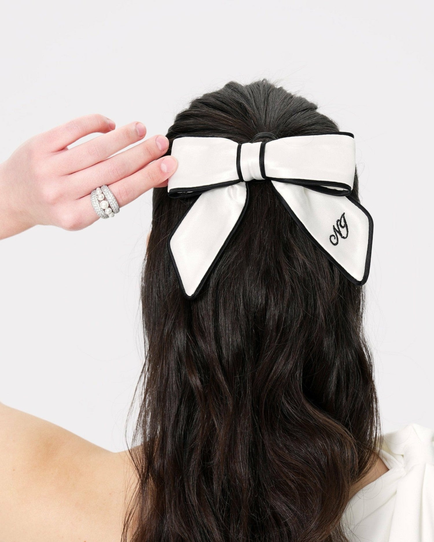 Marlene Bow: White Hair Bow for Bridal Shower | Nana Jacqueline