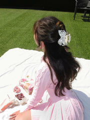 Ariella Hair Clip: White Hair Clip for Bridal Shower | Nana Jacqueline