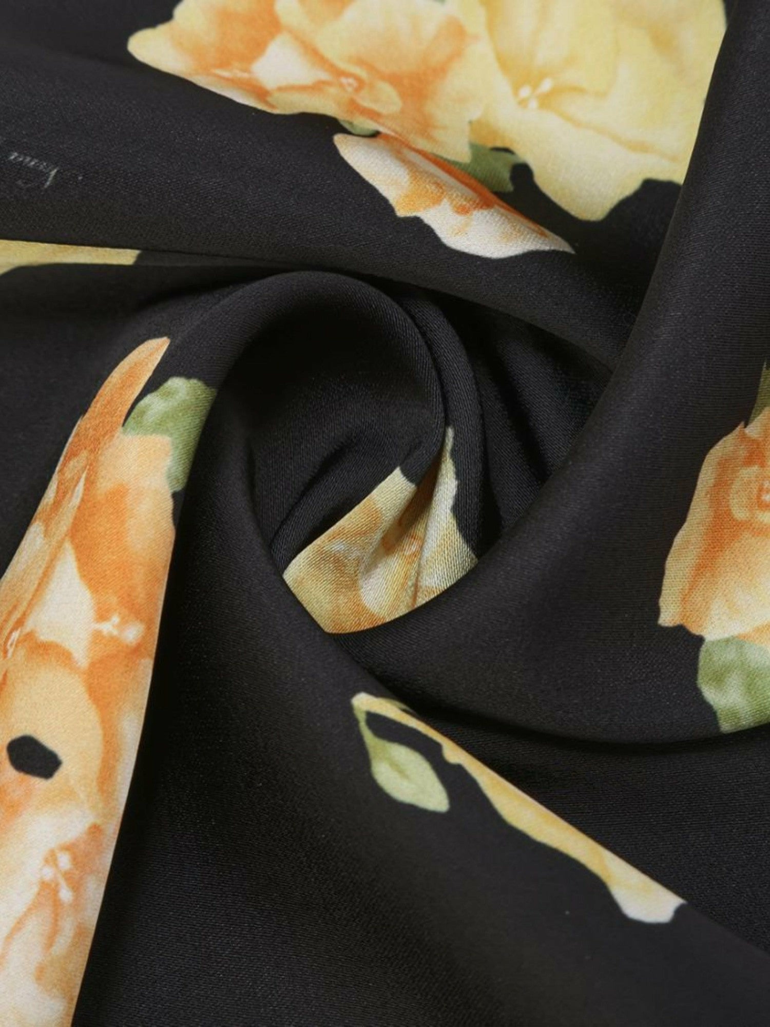 Mara Yellow Floral Black Scarf | Nana Jacqueline