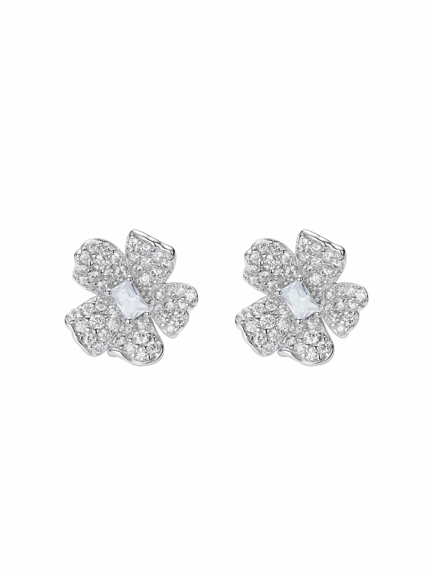 Odessa Floral Crystal White Earrings | Nana Jacqueline