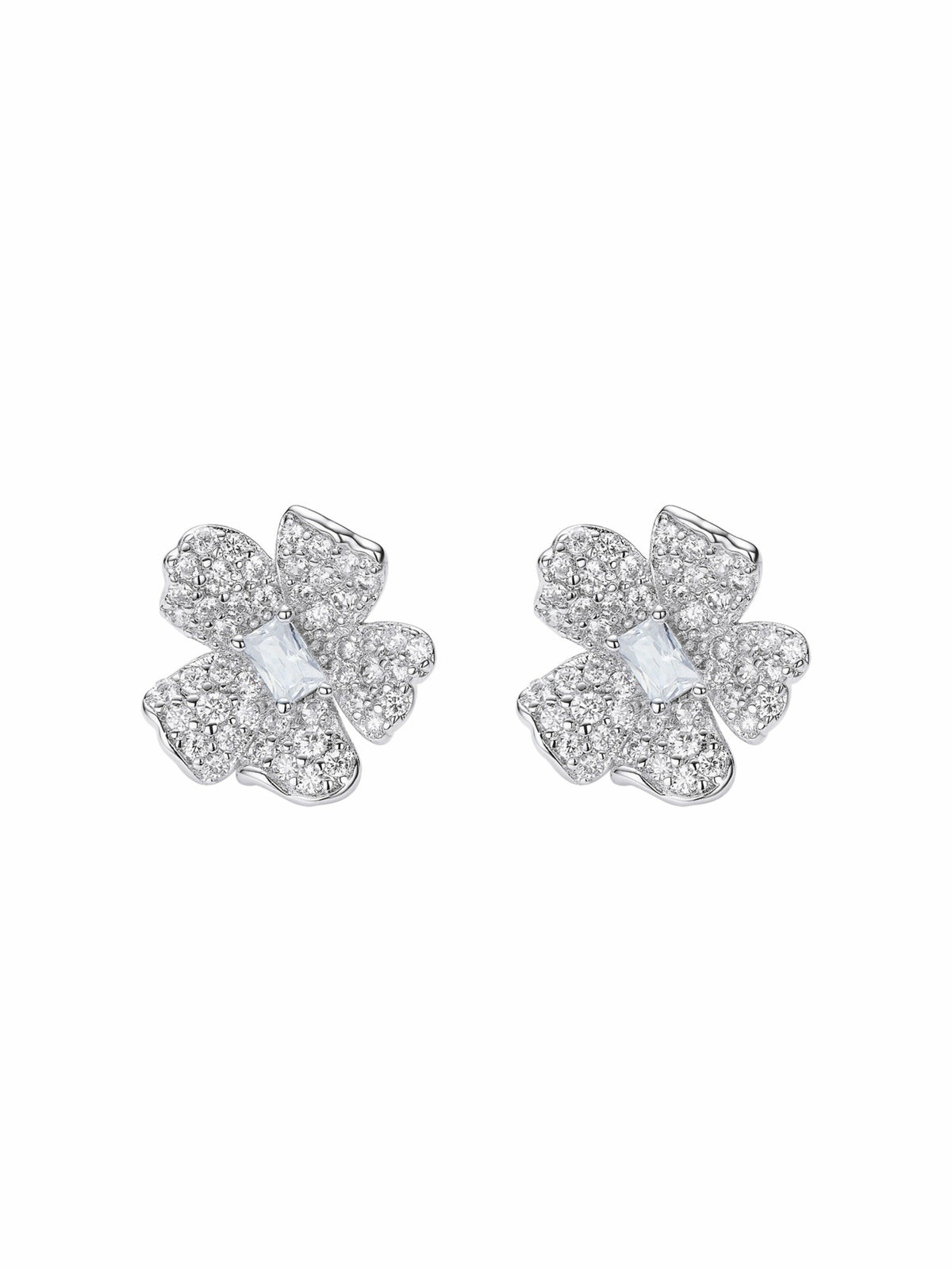 Odessa Floral Crystal White Earrings | Nana Jacqueline