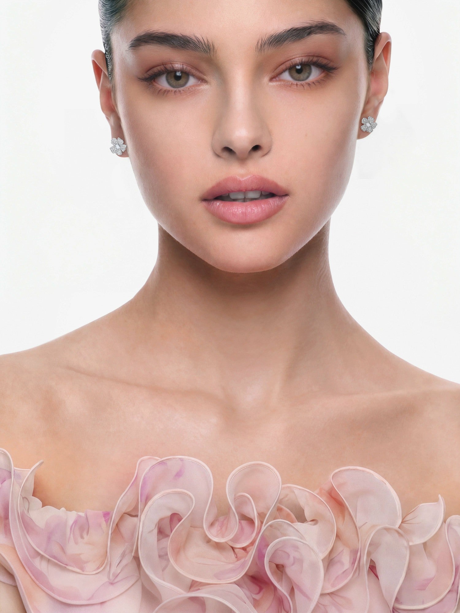 Odessa Floral Crystal White Earrings | Nana Jacqueline