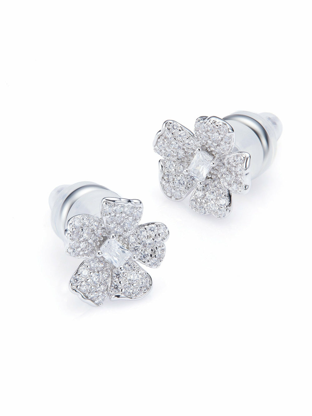Odessa Floral Crystal White Earrings | Nana Jacqueline