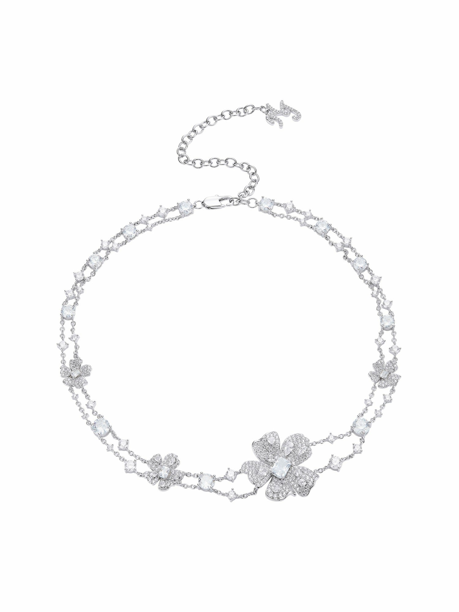 Zariah Floral Layered White Necklace | Nana Jacqueline