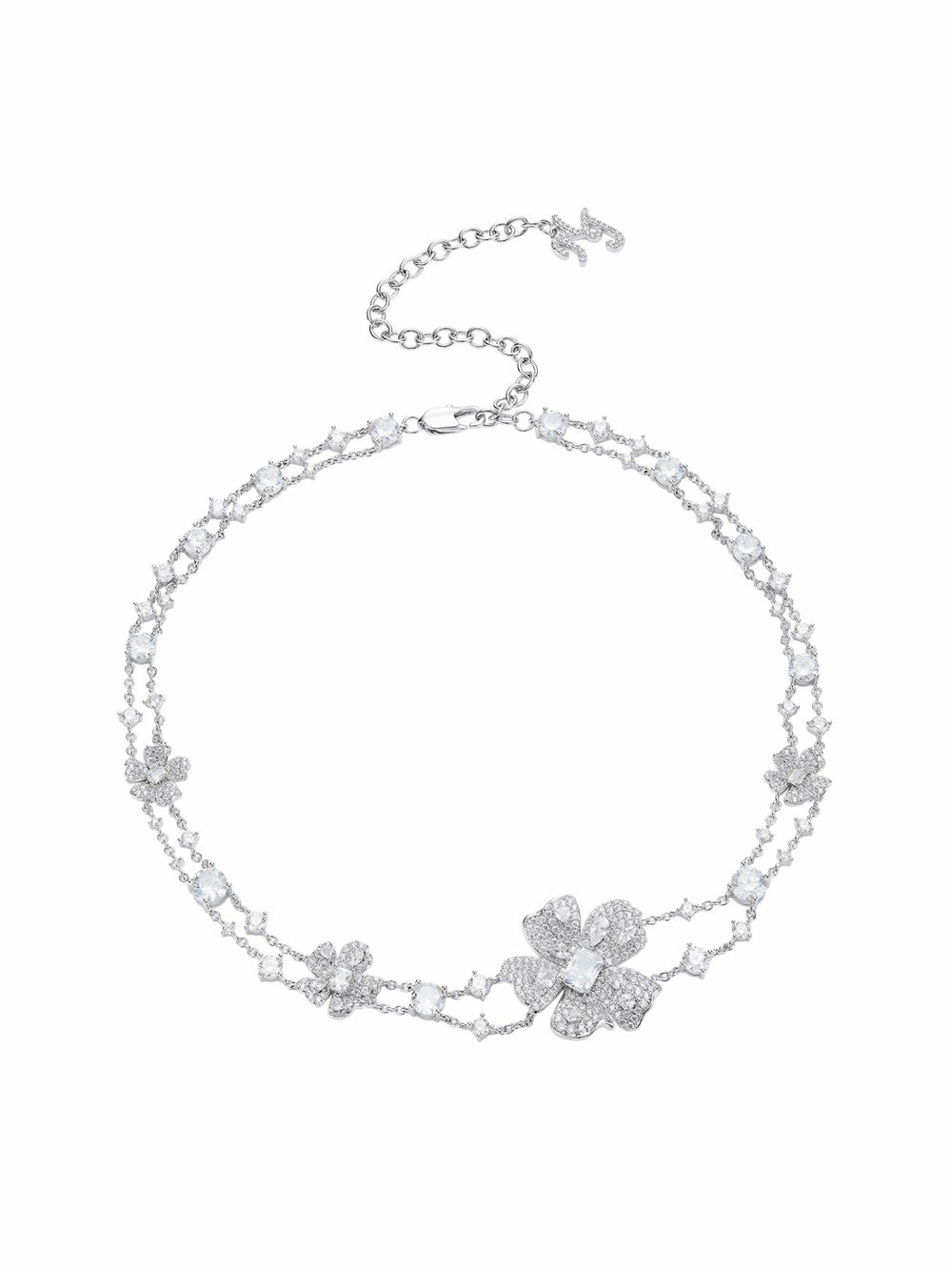 Zariah Floral Layered White Necklace | Nana Jacqueline