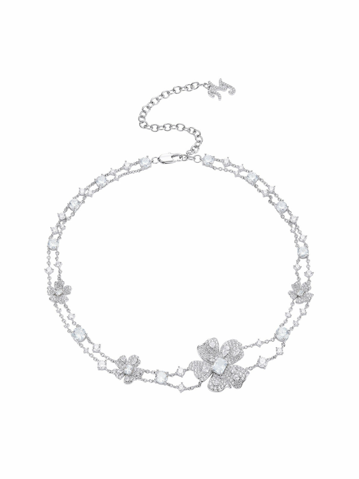 Zariah Floral Layered White Necklace | Nana Jacqueline