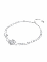 Zariah Floral Layered White Necklace | Nana Jacqueline
