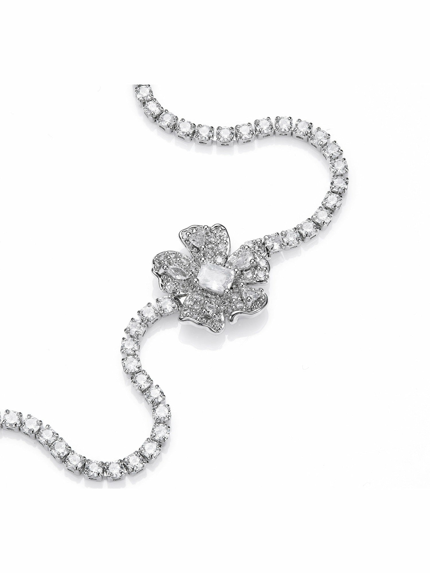 Soleil Floral Crystal White Bracelet | Nana Jacqueline